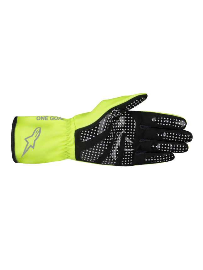 Alpinestars 1 K Youth Pure Kart Gloves Yellow Fluro Matt Gray Dark Silver